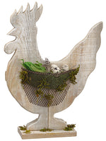 15" Chicken Table Top With Egg/Moss Beige Green (pack of 2)