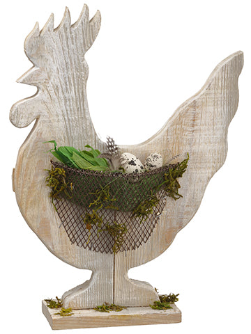 15" Chicken Table Top With Egg/Moss Beige Green (pack of 2)