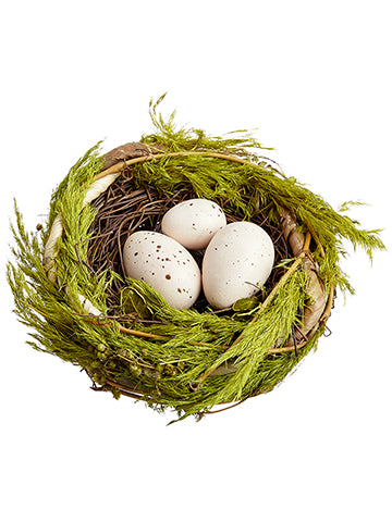 6" Bird's Nest With Eggs  Beige Brown (pack of 12)