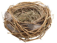 6" Bird's Nest With Feathers  Brown (pack of 8)