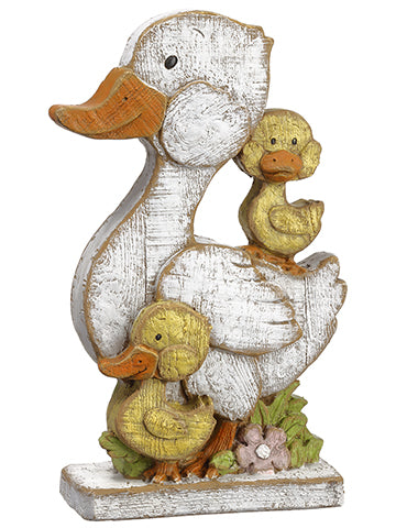 15" Mother Duck And Baby Duck Table Top Whitewashed Yellow (pack of 2)