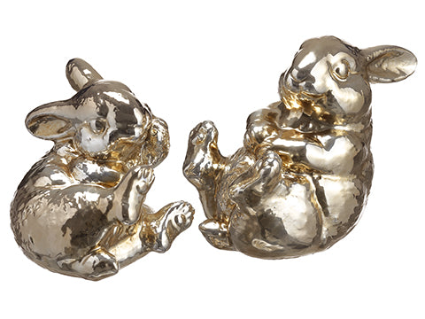 3.5"-3.75"H Sitting Bunny (2 ea/set) Silver Antique (pack of 3)