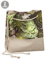 16" Succulent Linen Bag  Green Beige (pack of 6)