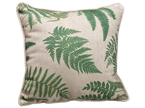 14"Wx14"L Fern Leaf Pattern Pillow Green Beige (pack of 6)