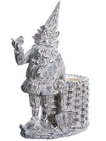 15.5" Garden Gnome With Basket Gray Whitewashed (pack of 2)