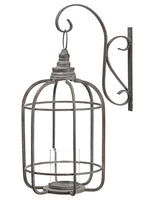 21.25" Hanging Wall Lantern With Glass Candleholder Gray (pack of 2)