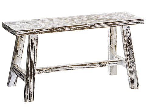 13.25"Hx7.5"Wx25.5"L Stool  Brown Whitewashed (pack of 1)