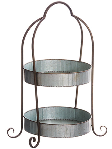 24.5" 2-Tier Tray Stand  Gray Rust (pack of 1)