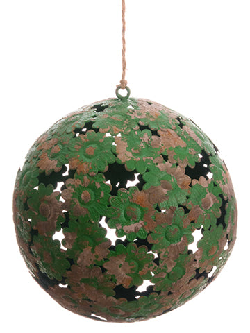 7.5" Metal Ball Ornament  Antique Green (pack of 4)