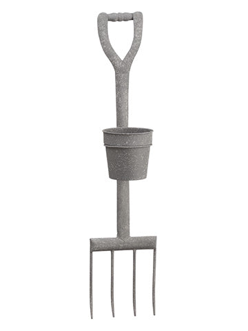 28.75" Wall Spading Fork Planter Gray Whitewashed (pack of 6)