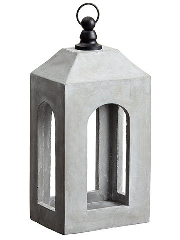 15" Cement House Lantern  Gray (pack of 2)