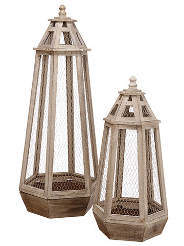 30"-44" Wood/Meshed Garden Planter (2 ea/set) Brown Rust (pack of 1)