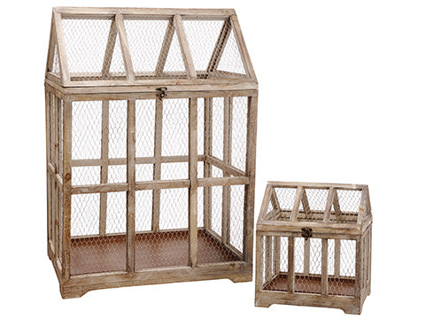 17"-36" Wood/Meshed Garden Planter (2 ea/set) Brown Rust (pack of 1)
