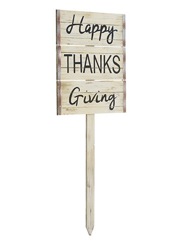 36" Happy Thanksgiving Garden Stake Beige Gray (pack of 2)