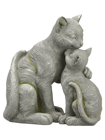 13.5" Poly Resin Kissing Cats  Gray Green (pack of 1)