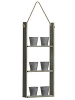 27.5"Hx2.72"W Hanging Wood Shelf With Tin Pot x6 Gray Brown (pack of 2)