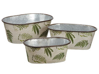 4.75"H-6"H Fern Metal Planter (3 ea/set) Green Beige (pack of 2)