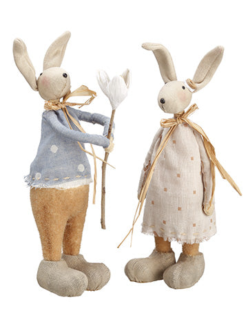 8.5" Mr. & Mrs. Bunny (2 Ea/set) Beige Blue (pack of 2)