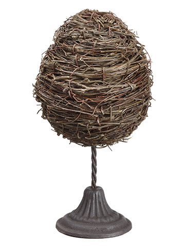 12" Twig Egg on Stand  Brown (pack of 4)