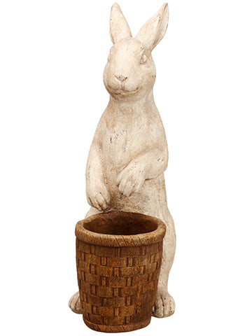 17" Bunny With Basket  Beige Brown (pack of 1)