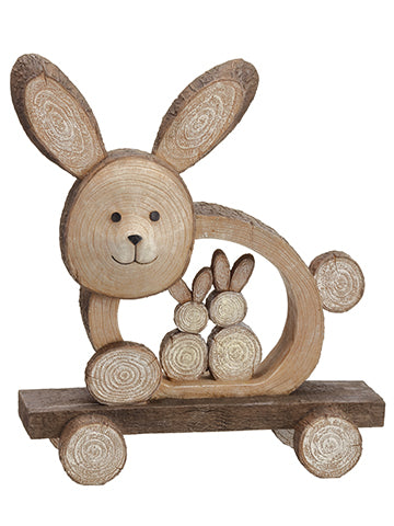 12.6" Poly Resin Bunny on Wheel Brown (pack of 2)