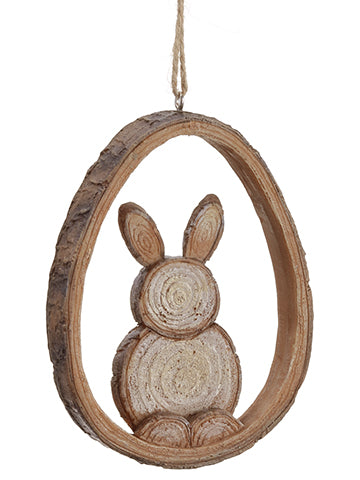 4.25" Poly Resin Bunny Egg Ornament Brown (pack of 6)