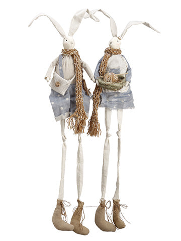 21" Mr. & Mrs. Bunny (2ea/set) Beige Blue (pack of 2)