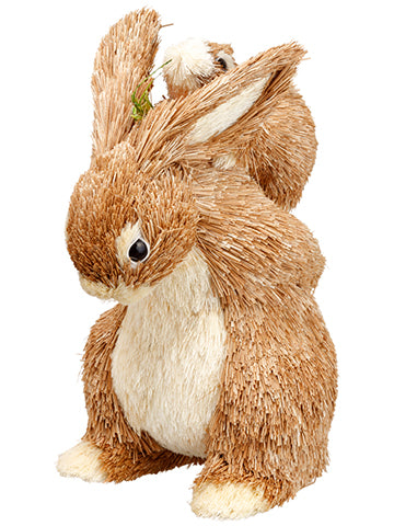 9" Papa Bunny Carrying Kid  Beige White (pack of 2)