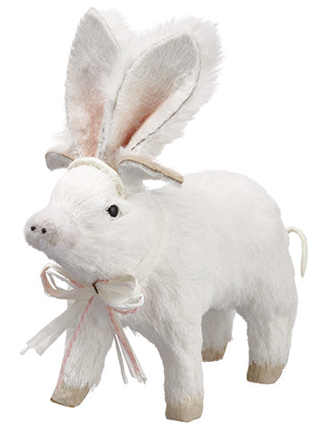 8.25" Pig With Bunny Ears  White Pink (pack of 6)