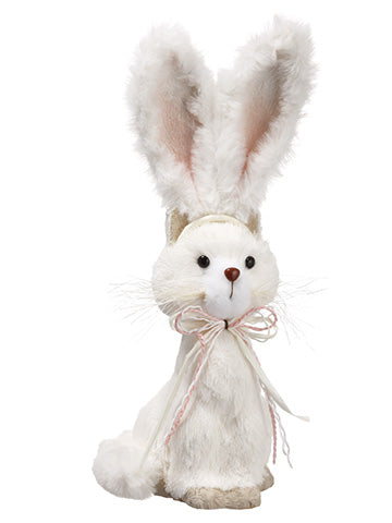 12" Cat With Bunny Ears  White Pink (pack of 6)