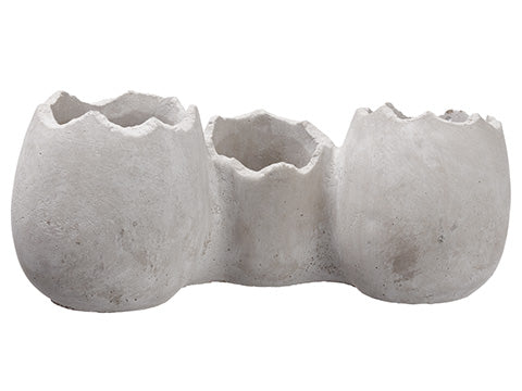4" Cement Egg Planter x3  White (pack of 1)