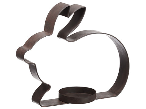 11"Hx12.5"L Metal Bunny Candleholder Rust (pack of 4)