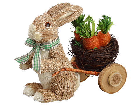 7" Sisal Bunny With Carrot  Brown Orange (pack of 4)