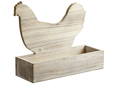 11.75" Wood Chicken Planter  Brown (pack of 2)