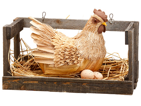 10" Sisal Chicken in Cage  Natural (pack of 2)