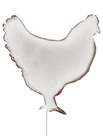12" Chicken Garden Pick  Antique White (pack of 8)