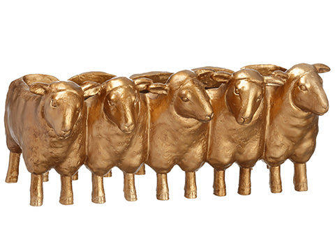 6" Poly Resin Lamb Planter  Antique Gold (pack of 2)