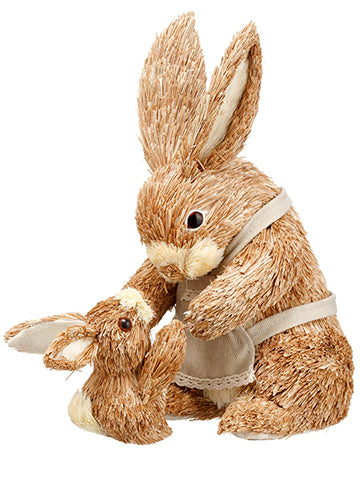 7" Sisal Bunny Mom And Kid  Beige White (pack of 4)