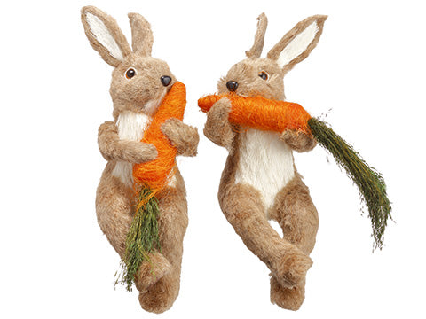 14" Sisal Bunny With Carrot (2 ea/set) Brown Beige (pack of 2)