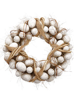 16" Egg Wreath  White Brown (pack of 2)
