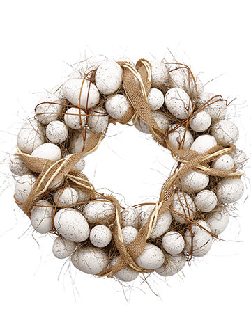 16" Egg Wreath  White Brown (pack of 2)