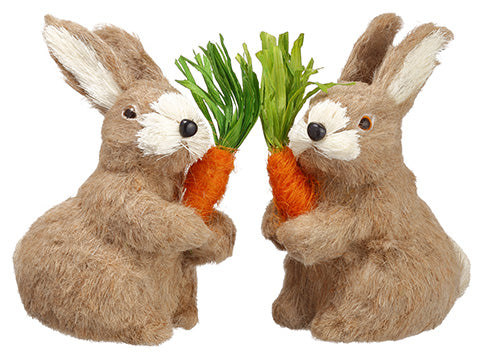 6.3" Sisal Bunny With Carrot (2 ea/set) Brown Beige (pack of 4)