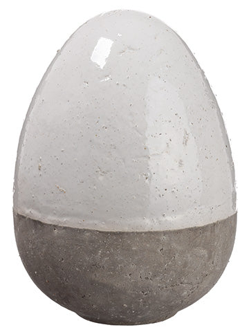 10" Stoneware Egg  White Gray (pack of 1)