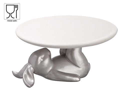 3.25" Bunny Plate  White Silver (pack of 4)
