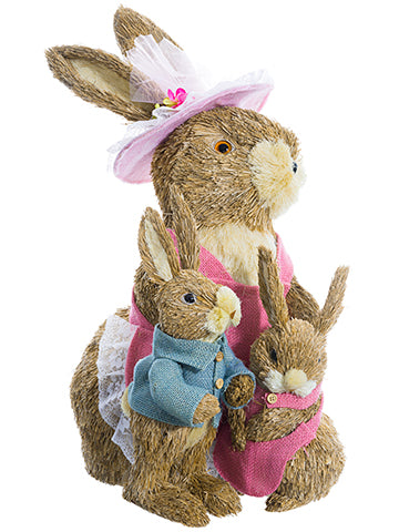 21.5" Mama Bunny with Kids  Pink Beige (pack of 2)