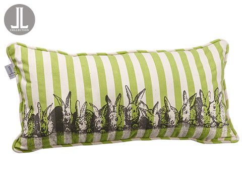 12"Wx24"L Bunny Stripe Pillow  Green Beige (pack of 6)
