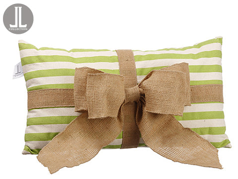 12"Wx21"L Bow Tie Stripe Pillow Green Beige (pack of 3)