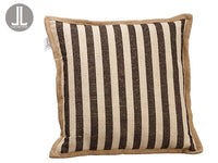 16"Wx16"L Stripe Pillow  Black Beige (pack of 6)