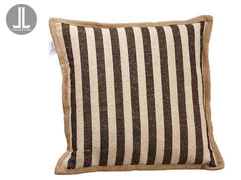 16"Wx16"L Stripe Pillow  Black Beige (pack of 6)