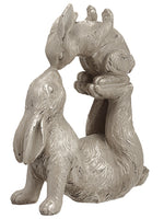 14" Kissing Bunnies  Beige Green (pack of 2)